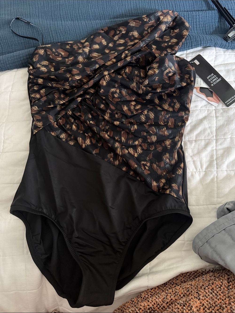 Miraclesuit Black One-Piece Swimsuit with Metallic Gold Leopard Print
